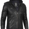 Mens Black Waxed Cafe Racer Leather Jacket product image