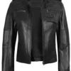 Tavares Womens Black Cafe Racer Leather Jacket product image