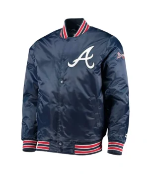 The Diamond Atlanta Braves Navy Satin Jacket product image
