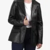 Vicenza Women's Black Two-Button Leather Blazer product image