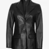 Vicenza Women's Black Two-Button Leather Blazer product image