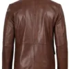 Mens Two Button Cognac Wax Leather Blazer Mens Two Button Cognac Wax Leather Blazer product image