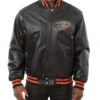 Varsity Anaheim Ducks Black Leather Jacket product image