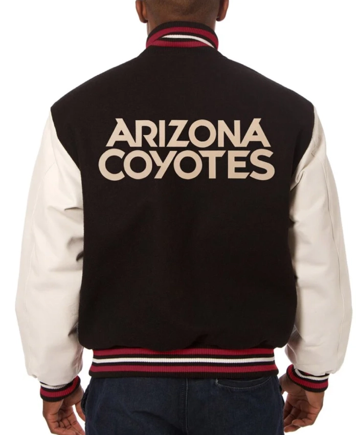 Arizona Coyotes Black and White Varsity Jacket Arizona Coyotes Black and White Varsity Jacket product image