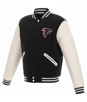 Varsity Atlanta Falcons White and Black Jacket product image