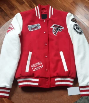 Varsity Atlanta Falcons White and Red Jacket product image