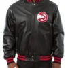 Varsity Atlanta Hawks Black Leather Jacket product image