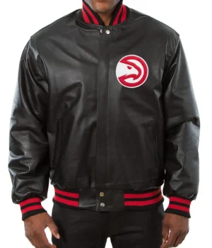 Varsity Atlanta Hawks Black Leather Jacket product image