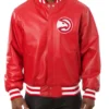 Varsity Atlanta Hawks Red Leather Jacket product image