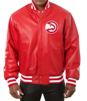 Varsity Atlanta Hawks Red Leather Jacket product image