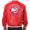 Varsity Atlanta Hawks Red Leather Jacket product image