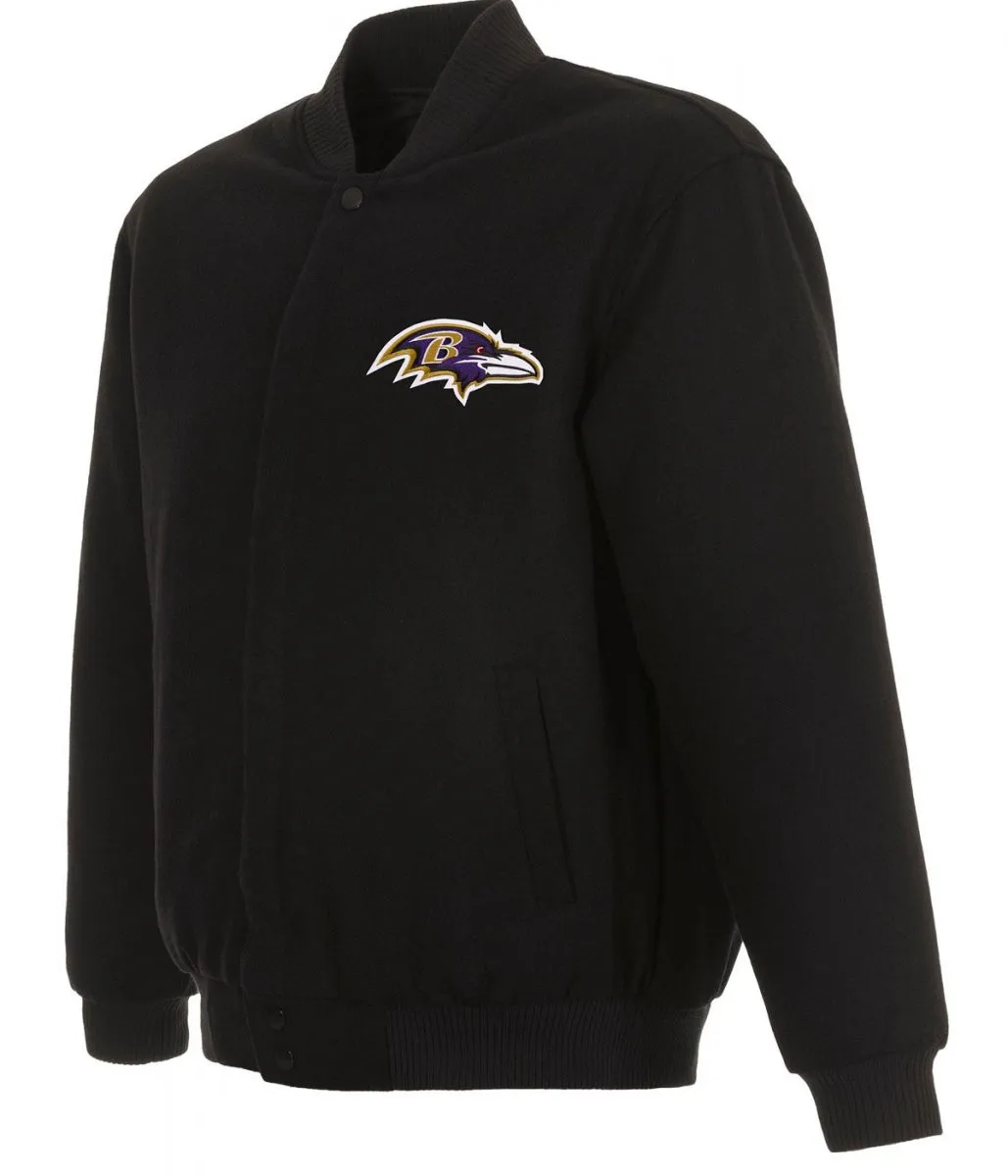 Varsity Baltimore Ravens Black Wool Jacket Varsity Baltimore Ravens Black Wool Jacket product image