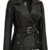 Women's Asymmetrical Black Leather Jacket product image