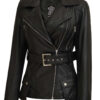 Women's Asymmetrical Black Leather Jacket product image