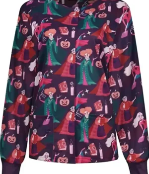 Witch Book Candles Halloween Scrub Jacket product image