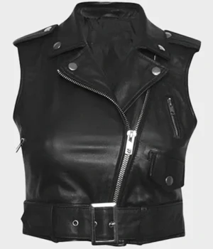 Women Real Leather Biker Vest product image