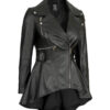 Gonzalez Women's Black Peplum Leather Jacket Gonzalez Women's Black Peplum Leather Jacket product image