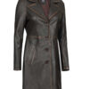 Bryson Women's Rub Off Dark Brown Leather Long 3/4 Coat product image