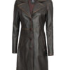 Bryson Women's Rub Off Dark Brown Leather Long 3/4 Coat product image