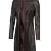 Bryson Women's Rub Off Dark Brown Leather Long 3/4 Coat product image
