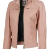 Dodge Women Light Pink Biker Style Leather Jacket product image