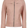 Dodge Women Light Pink Biker Style Leather Jacket product image