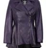 Women's Asymmetrical Purple Peplum Leather Jacket product image