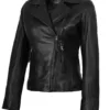Women's Black Asymmetrical Biker Style Leather Jacket product image