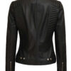 Women's Tall Black Cafe Racer Leather Jacket product image