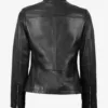 Women's Black Textured Cafe Racer Leather Jacket Women's Black Textured Cafe Racer Leather Jacket product image