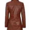 Tall Kandis Women's Cognac Brown Leather Car Coat product image