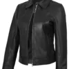 Women's Harrington Style Black Real Leather Jacket product image