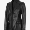 Vicenza Women's Black Two-Button Leather Blazer product image