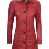 Kandis Women Red Real Leather Car Coat product image
