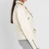 Women’s Riveted Beige Leather Biker Jacket product image