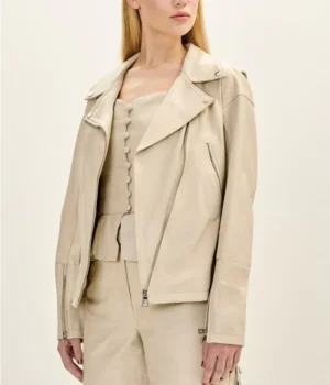 Women’s Stylish Asymmetrical Biker Leather Jacket product image