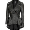 Gonzalez Women's Black Peplum Leather Jacket product image