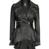 Gonzalez Women's Black Peplum Leather Jacket Gonzalez Women's Black Peplum Leather Jacket product image