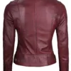 Dodge Womens Burgundy Leather Jacket Cafe Racer product image