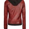 Tralee Women's Maroon Bomber Leather Jacket with Hood product image