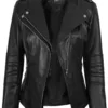 Monica Women's Black Asymmetrical Leather Jacket product image