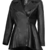 Clarissa Womens Black Asymmetrical Peplum Leather Jacket product image