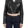 Colleen Women’s Cropped Black Biker Style Leather Jacket Colleen Women’s Cropped Black Biker Style Leather Jacket product image