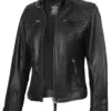 Johnson Women Black Quilted Biker Leather Jacket product image