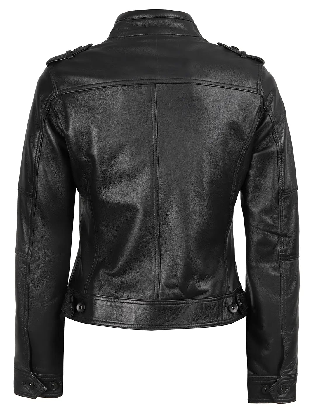 Tavares Womens Black Cafe Racer Leather Jacket Tavares Womens Black Cafe Racer Leather Jacket product image