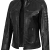 Austin Women's Black Cafe Racer Leather Jacket product image