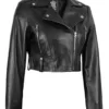 Colleen Women’s Cropped Black Biker Style Leather Jacket Colleen Women’s Cropped Black Biker Style Leather Jacket product image