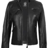 Johnson Women Black Quilted Biker Leather Jacket Johnson Women Black Quilted Biker Leather Jacket product image