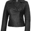 Women's Black Leather Biker Style Jacket product image