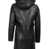 Women’s Black Real Lambskin Leather Hooded Shearling Coat product image